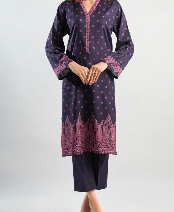 Saya 2 Piece Stitched Purple Lawn
